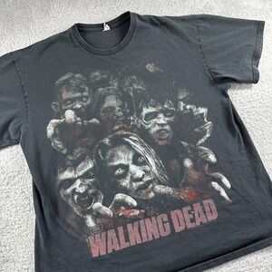 The Walking Dead Zombie Faces TWD Shirt Mens‎ Large Black Big Graphic Horror